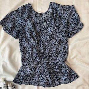 Floral Black and White Women's Top